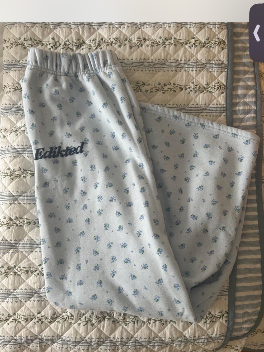 Edikted Light Blue Floral Pajama Bottoms